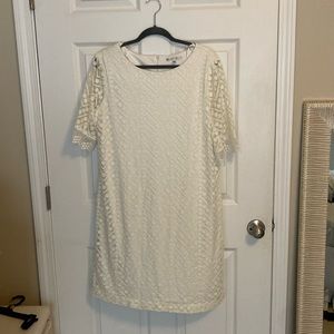 Sandra Darren White Lace Dress
